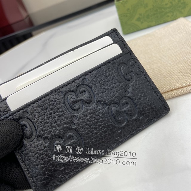 Gucci專櫃古馳最新款Emblem系列超柔軟荔克色壓花/全皮卡包 jh2084型號：815883